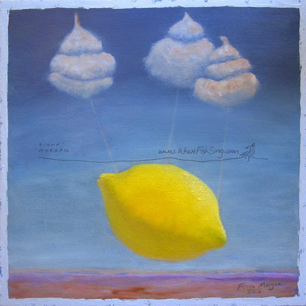 Lemon Meringue Pie food painting for the vegetarian cookbook by artist Fiona Morgan