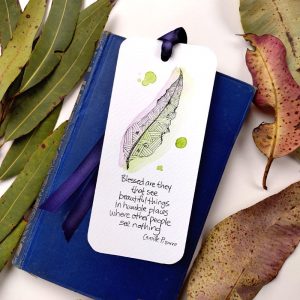hand painted bookmark with nature quote