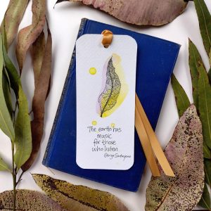 Handmade Bookmark - earth music quote