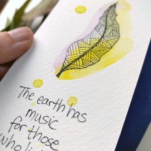 Handmade Bookmark - earth music quote