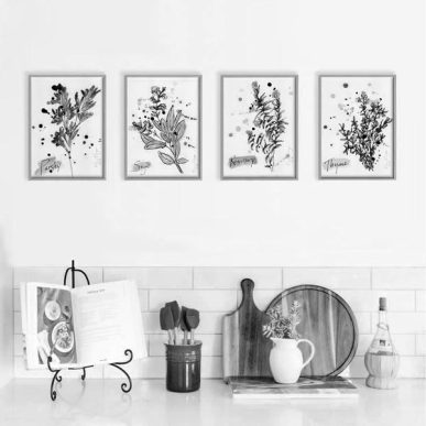 Kitchen Herbs prints room mockup